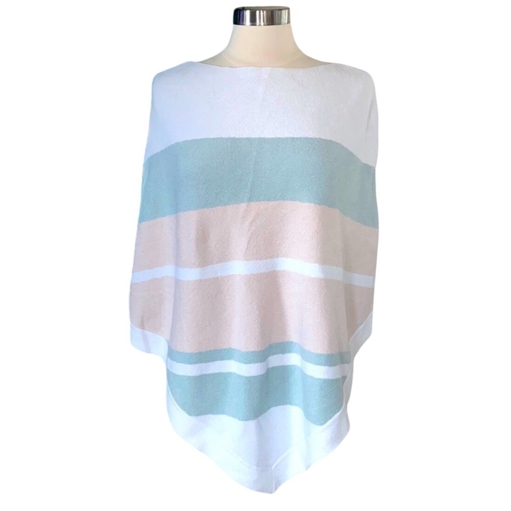 NWT Barefoot Dreams CozyChic UltraLite Ocean Breeze Poncho Pink Multi Stripe